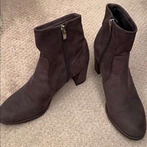 Marc Fisher Taupe/Dark Grey Suede Booties